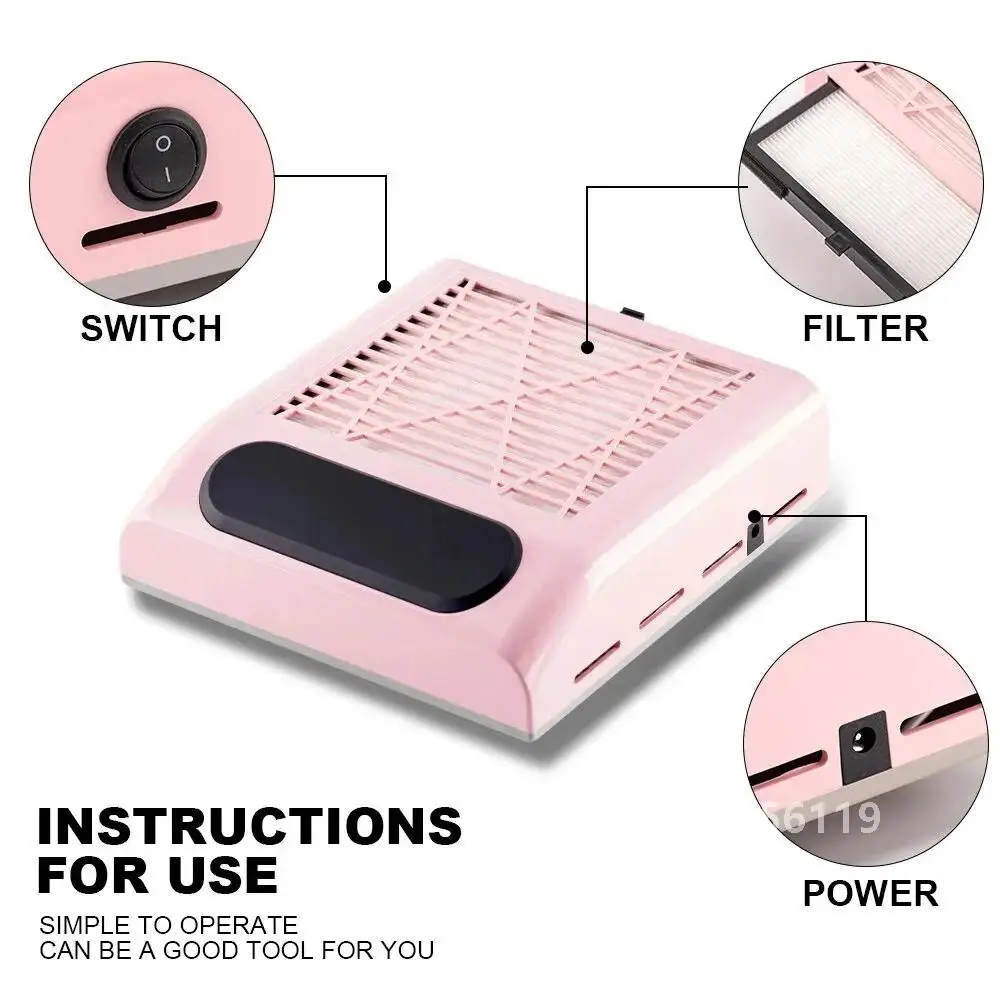 Upgrade Nail Dust Collector Extractor Fan For Manicure Machine Powerful Nail Vacuum Cleaner With Remove Filter Nail Equipment