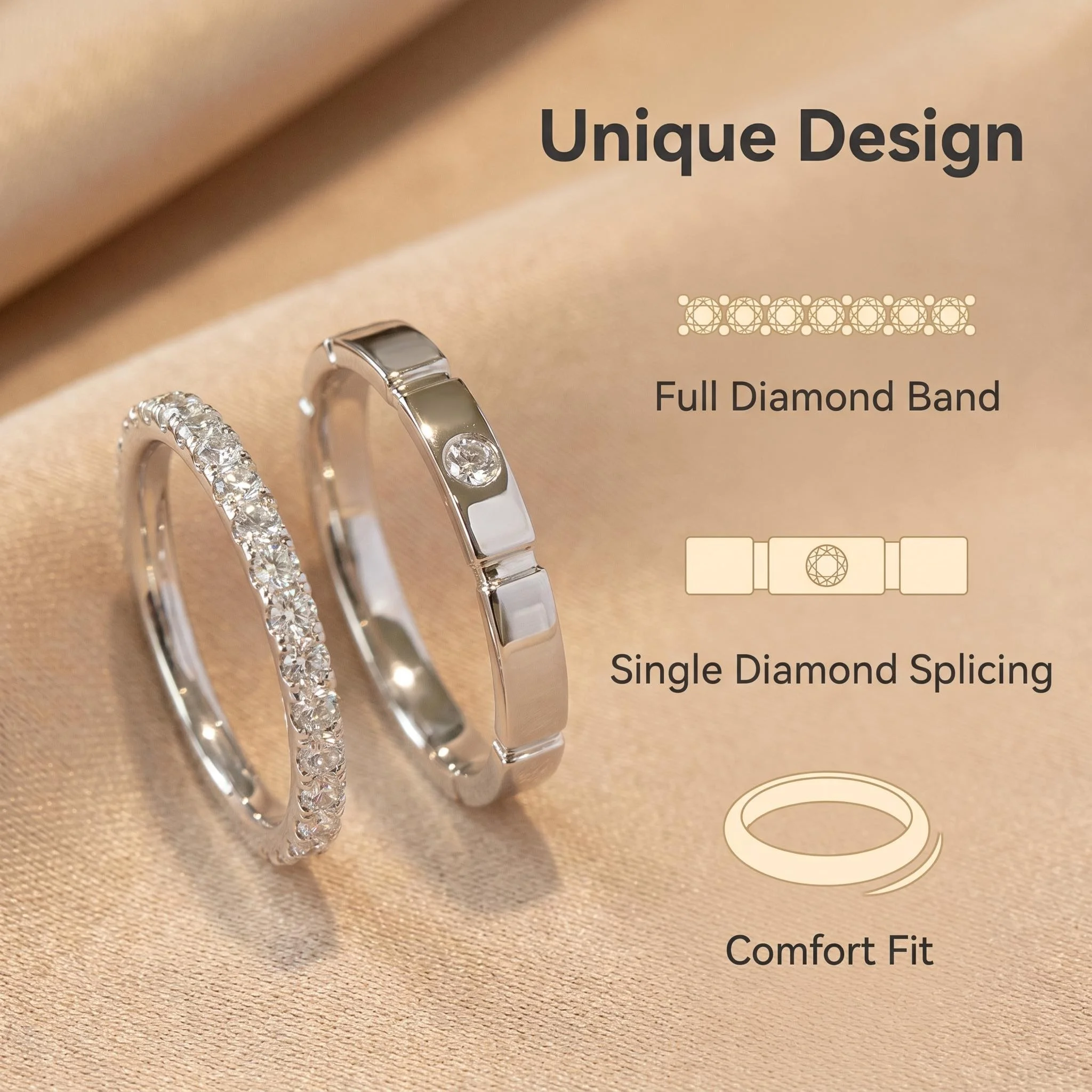New 2pcs 925 Sterling Silver Couple Ring Fashion Jewelry Classic Style Austrian Crystal Prong Setting Women Girls Wholesale