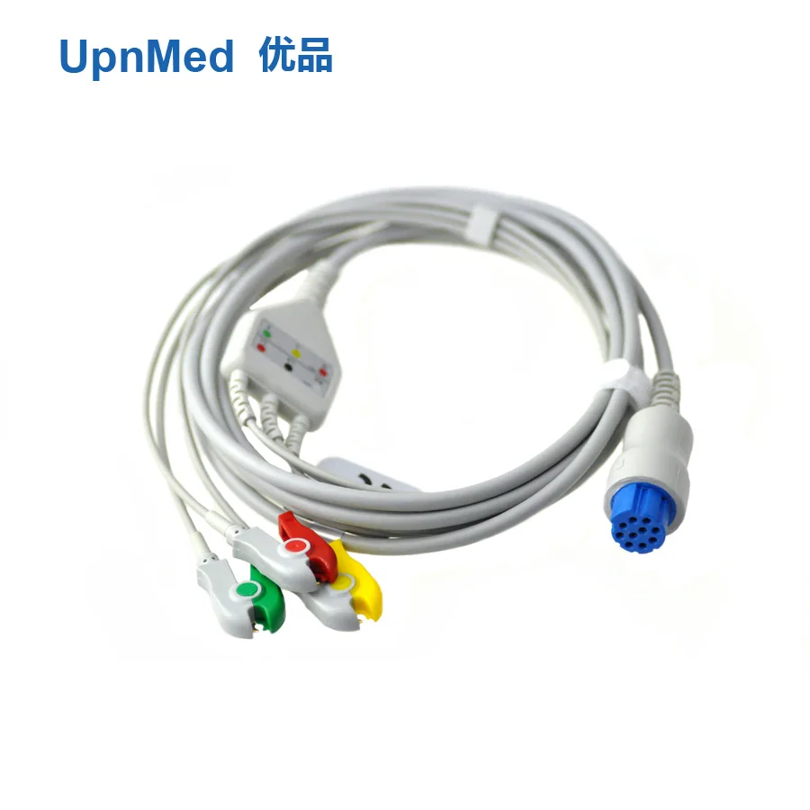 Compatible Datex Ohmeda ECG Cable 10 pin with 3 leadwires Clip IEC for high quality