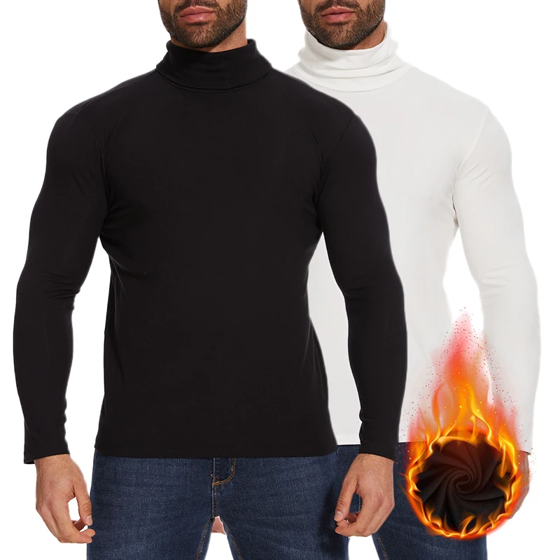 Men's Thermal Pullover Sweater Turtleneck Tops Base Layer Thermal Underwear for Men High Elastic Modal