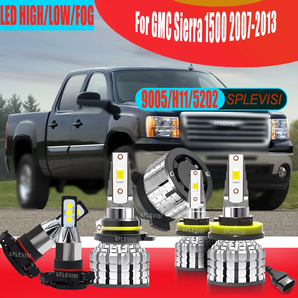 

5-Minute Installation - Plug & Play LED Headlight High Lo Bulb Fog Light For GMC Sierra 1500 2007 2008 2009 2010 2011 2012 2013