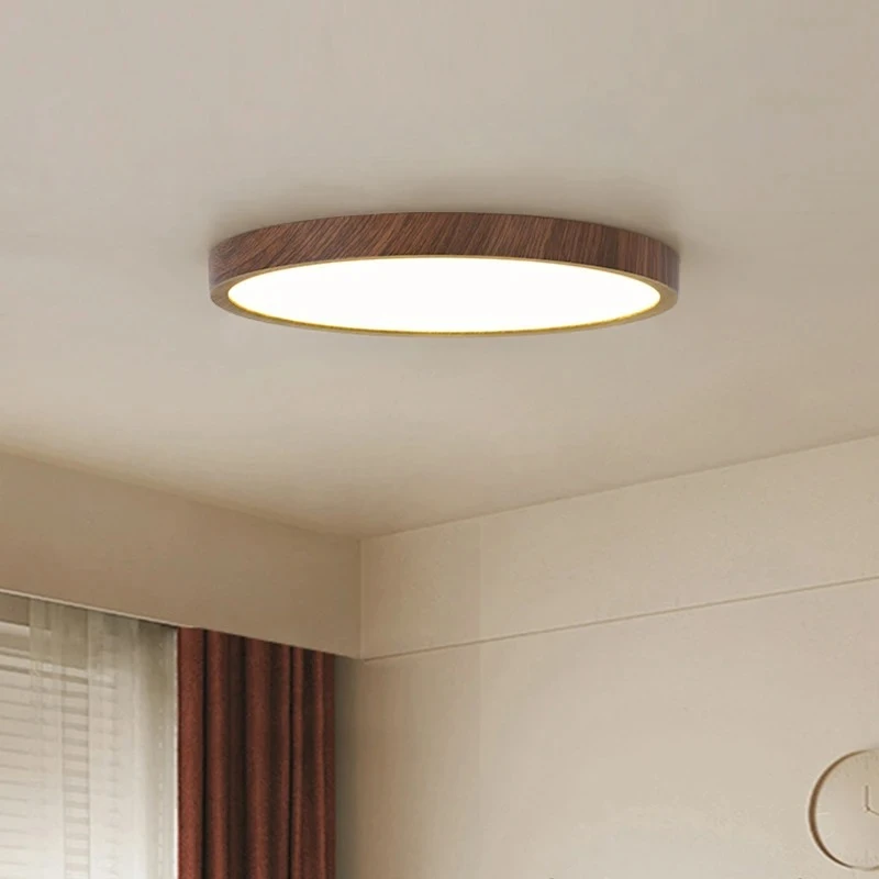2026Modern Ceiling Light Circular Ultrathin Wood Grain Walnut Decorative Light Bedroom Dining Room Living Room Indoor Home Light