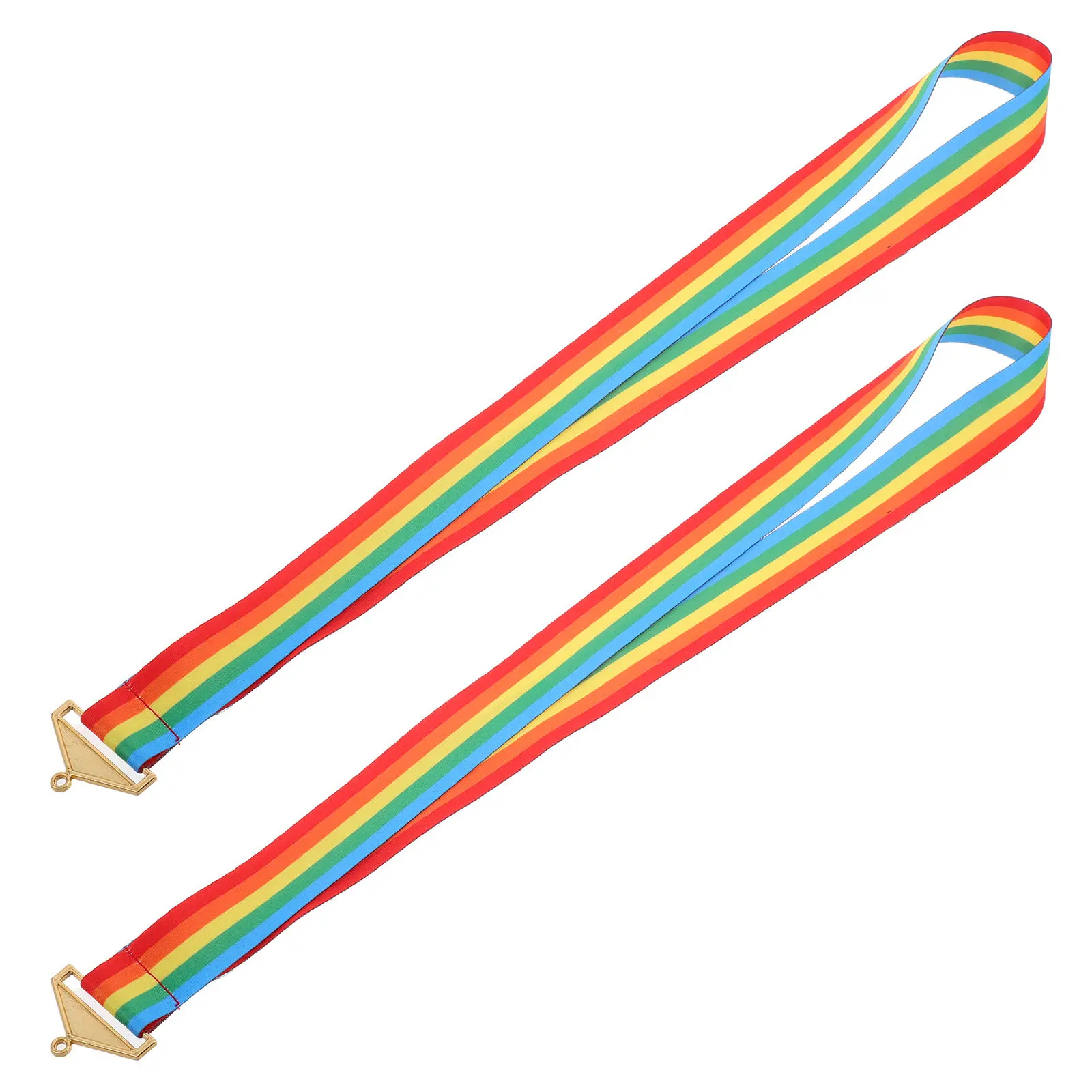 2Pcs Rainbow Medal Ribbons Metal Lanyard Award Ribbon Holder for Sports Competitions Academic Achievements Kindergarten