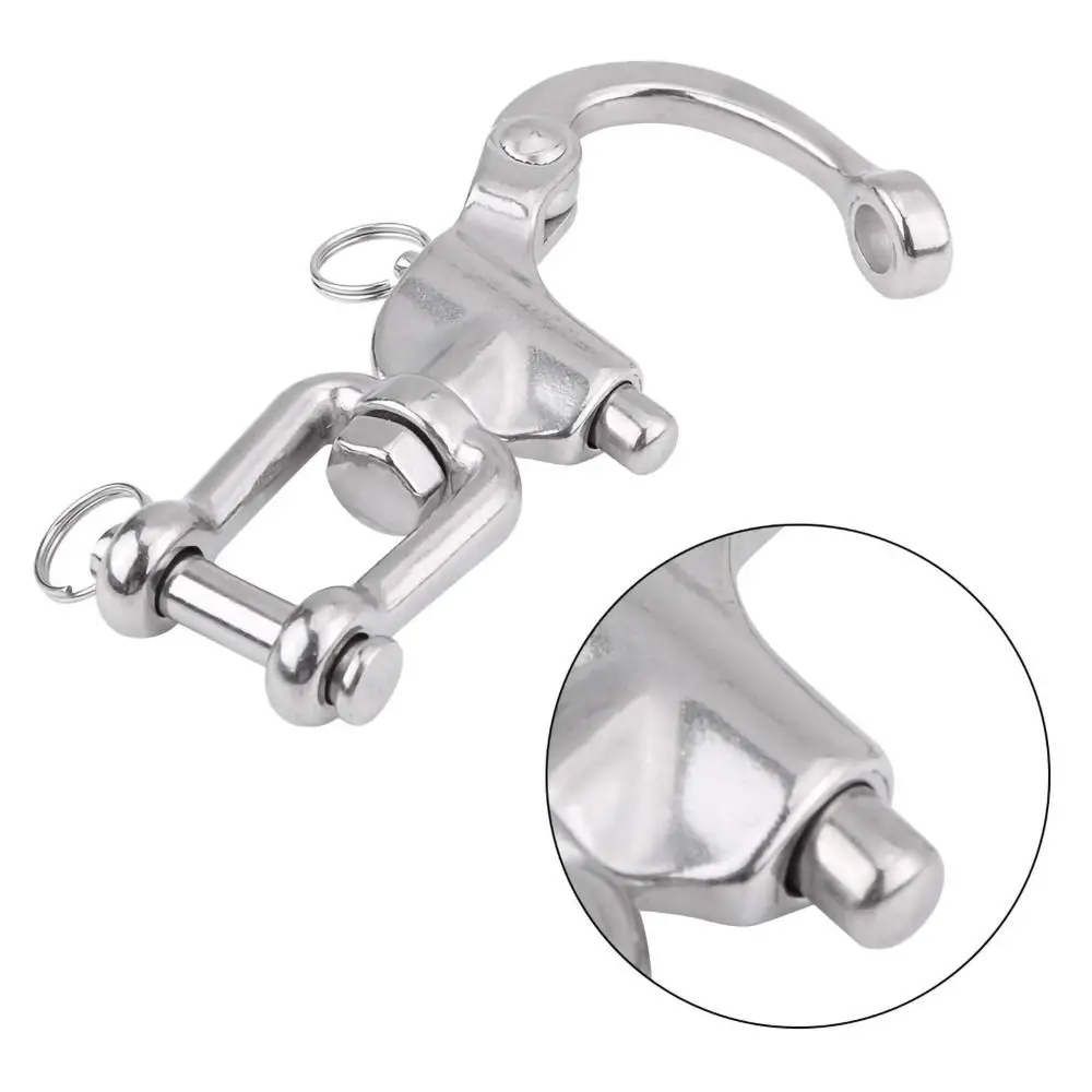 316 Stainless Steel Swivel Shackle Pair Jaw Swivel Design Snap Shackle Quick Release Diving Clips for Sailboat Spinnaker Halyard