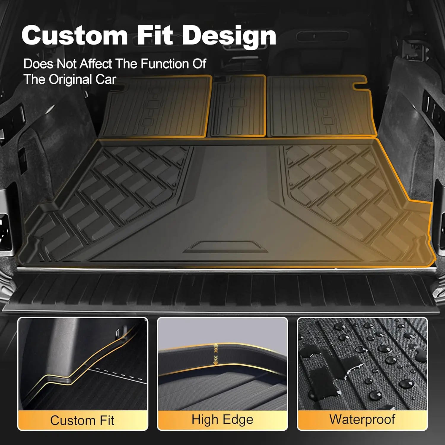 All Weather Protection Car Cargo and Backrest Liners for 5 - Seat Cars, TPE Material, Blue, Only for Specific Models