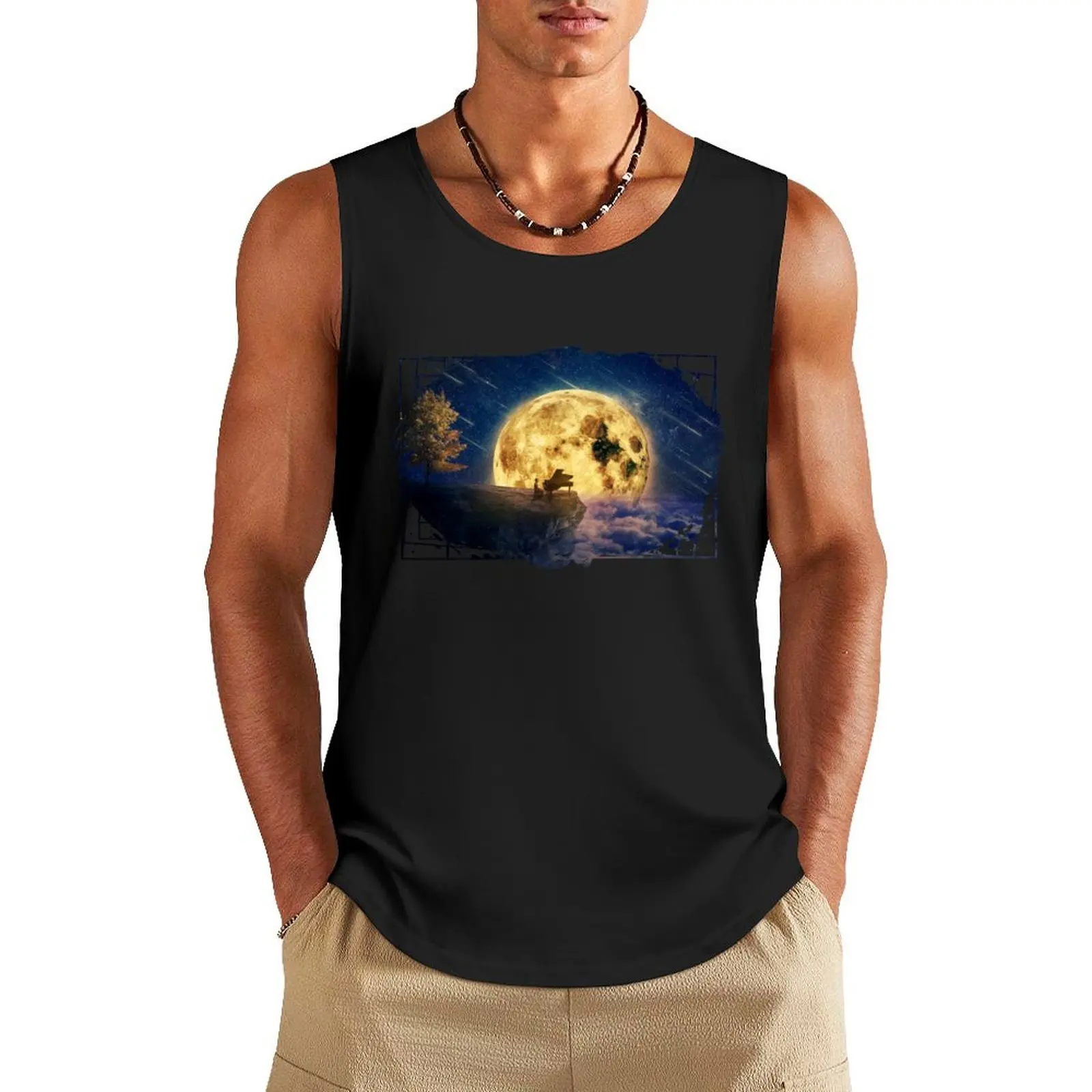 

Midnight lullaby. Goodnight Moon! Tank Top bodybuilding t shirt anime gym gym clothing