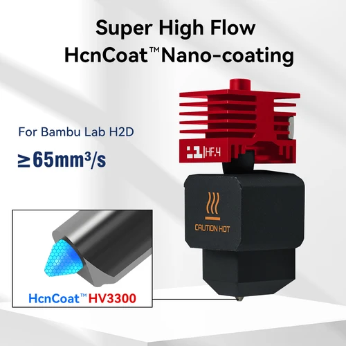 Imagen 2 del producto Boquilla de alta velocidad para Bambu Lab H2D, Kit de extremo caliente 0,4, cabezal de impresión ultraflujo, calidad de rendimiento mejorada HcnCoat