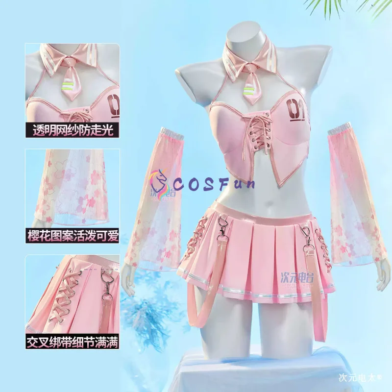 Sakura Miku Cosplay Kostüm Rosa Bikini Halloween Karneval Party Weihnachten Rollenspiel Kleidung COSFun