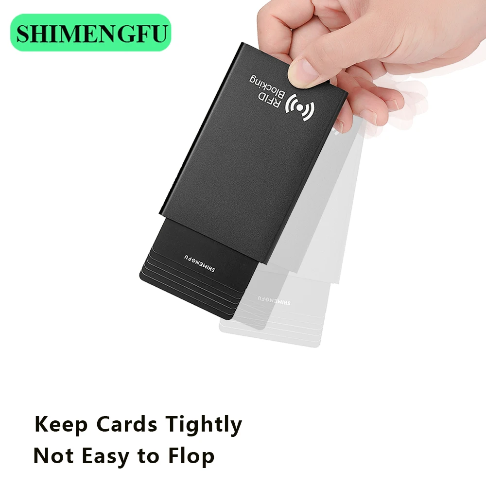 Metal Card Case Men Wallet Credit Card Holder RFID NFC Protect Pop Up Bottom Push Automatic Women Purse Minimalist Smart Wallet