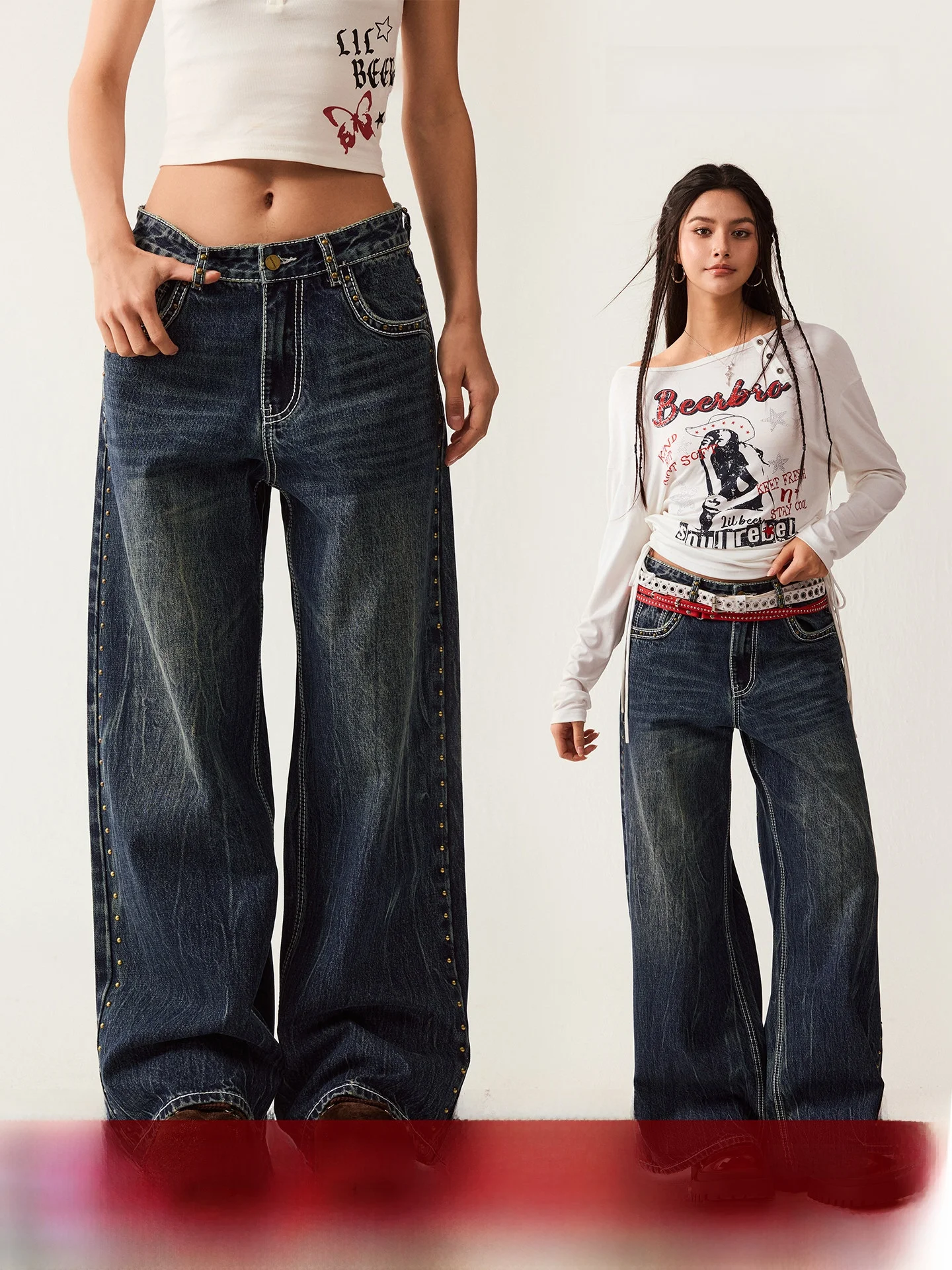 

Джинсы BeerBro New Journey женские свободного прямого кроя с низкой посадкой, на пуговицах, из смесового хлопка, с эффектом потертости, цветные