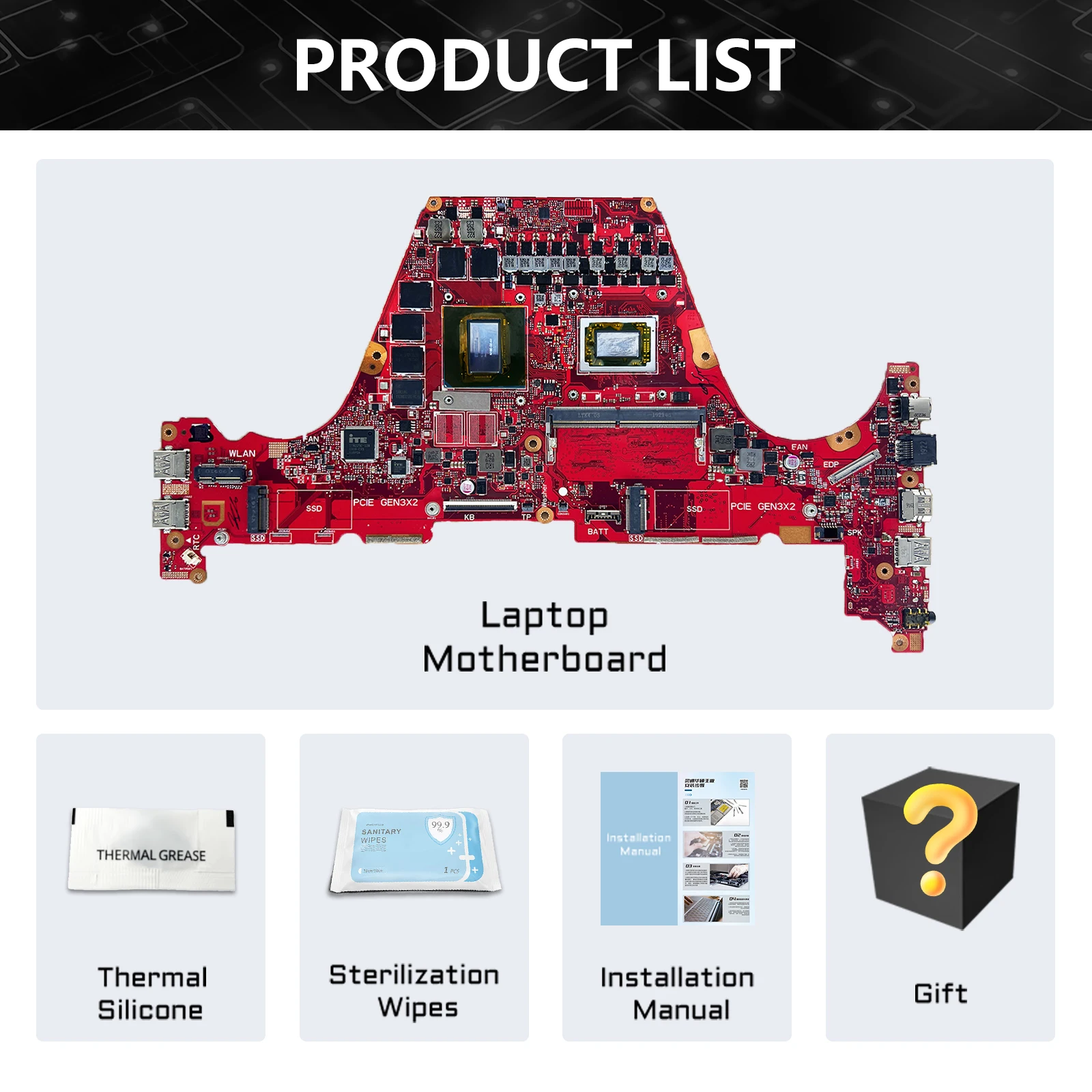 Für ASUS HighPerformance Mainboard GU502DU Laptop Motherboard GA502 GU502D GA502DU CPU R5 R7 8GB 16GB RAM GTX1660 100% getestet