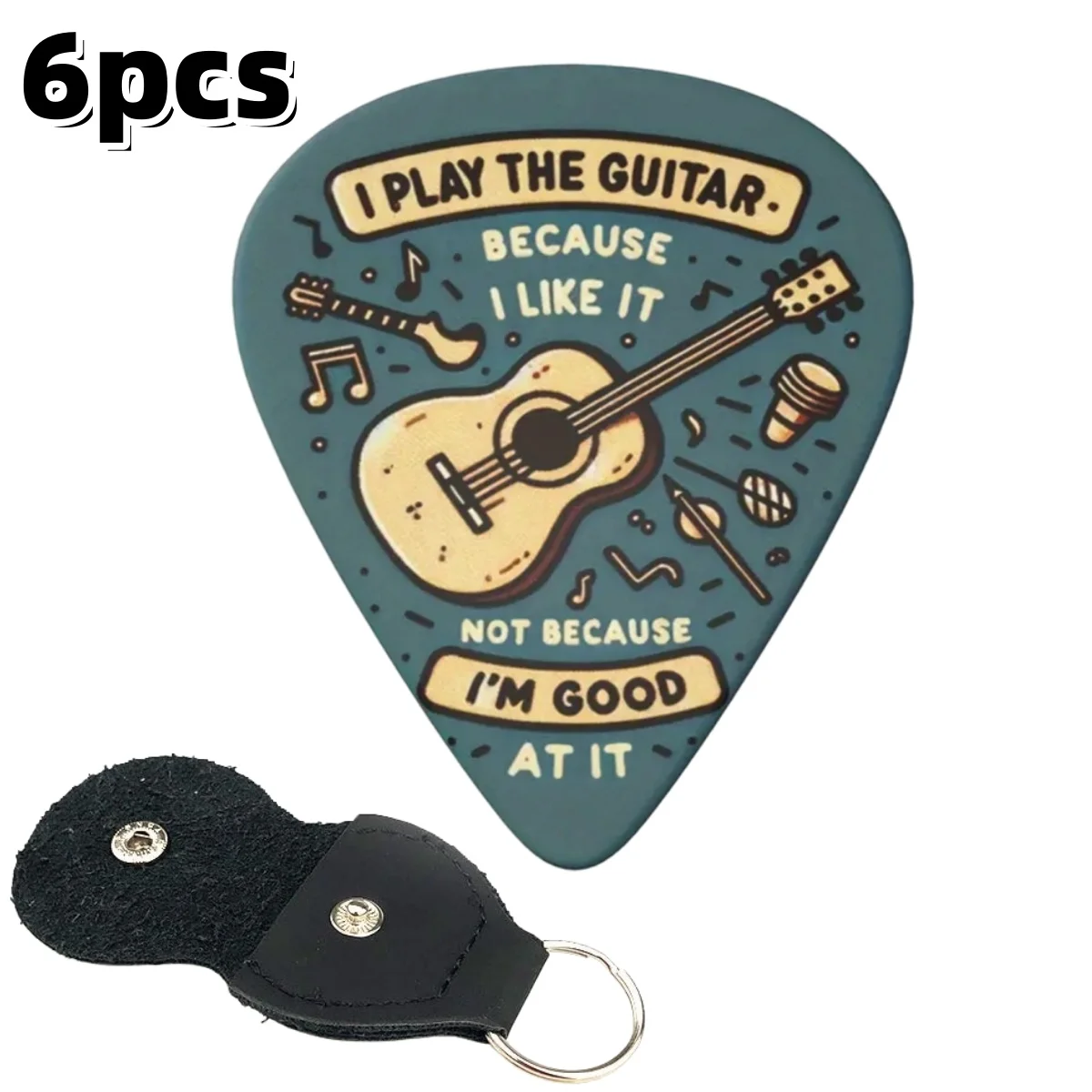 Miwayer 6pcs 3 Different Thickness Original Sound Guitar Pick /Brightly Colored Patterns w/Keychain Holster for Music Lovers