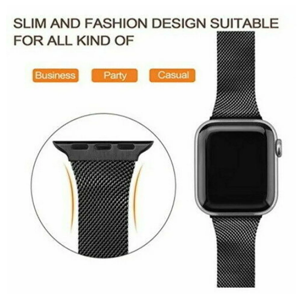 Milanese Loop Strap for apple watch band 44mm 40mm 45mm 41mm 49mm 42mm Slim Metal Bracelet correa iwatch series 3 6 se 7 8 ultra