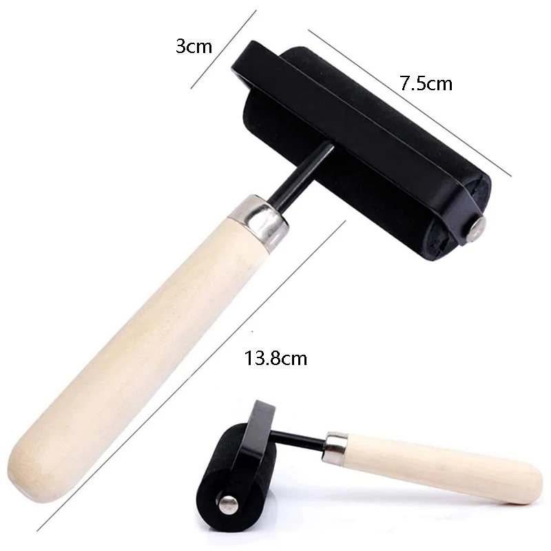 AT13 1.5 Inch And 3 Inch Hard Rubber Roller Heavy Steel Frame Craft Tools 2 Pieces