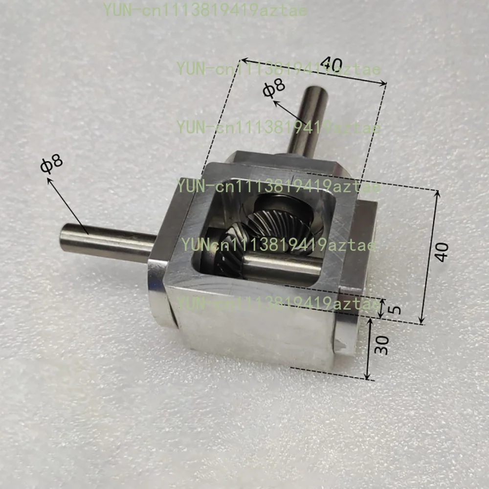 Ratio 1:1 T-Type Cross Commutator Right Angle Transmission 1M 20T Bevel Gearbox Output Shaft Diameter 8MM Load 20KG Max 2000RPM