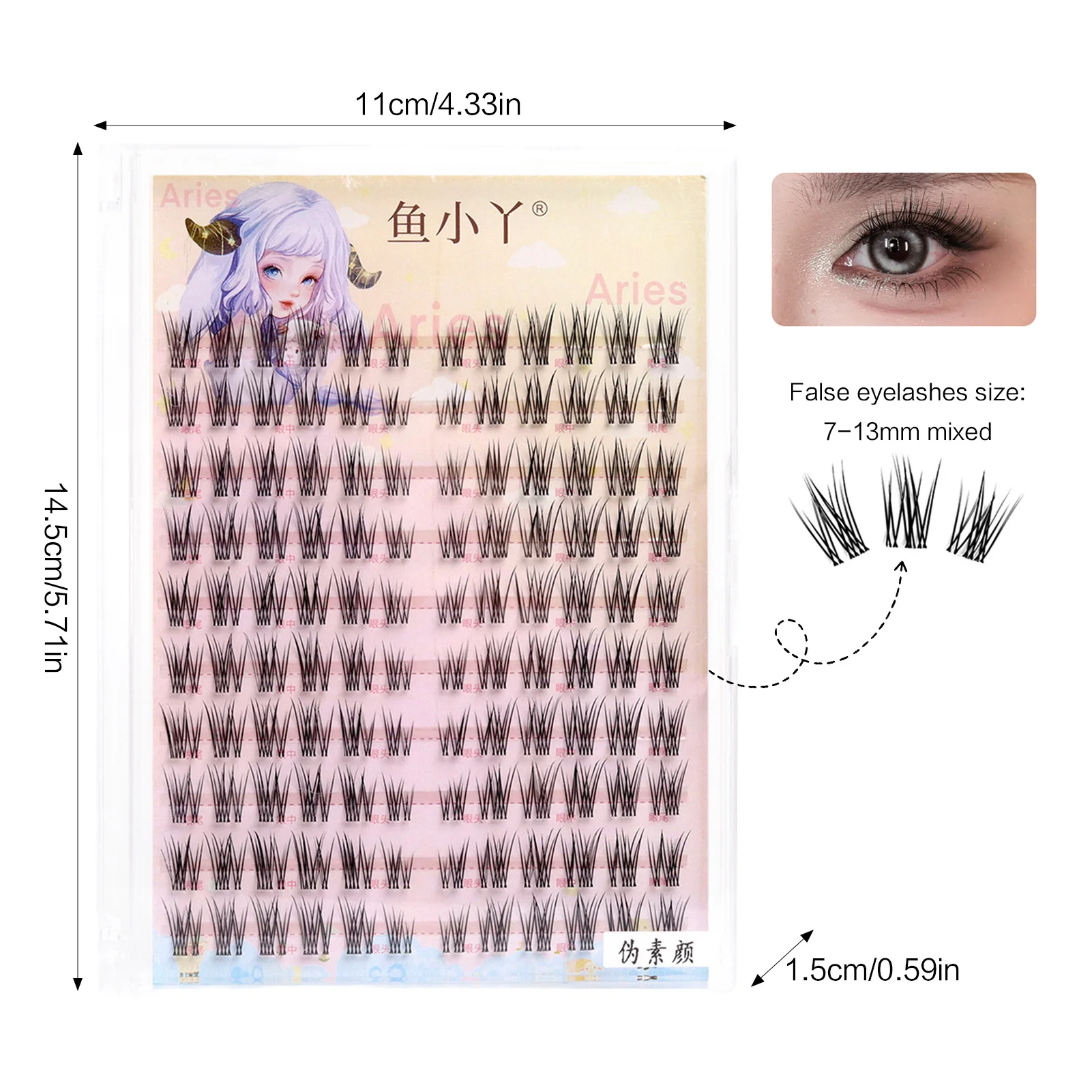 رموش صناعية على الطراز الكوري ذات مظهر طبيعي وشفاف على شكل قطعة رموش منفوشة ثلاثية الأبعاد لمكياج الرموش اليومية