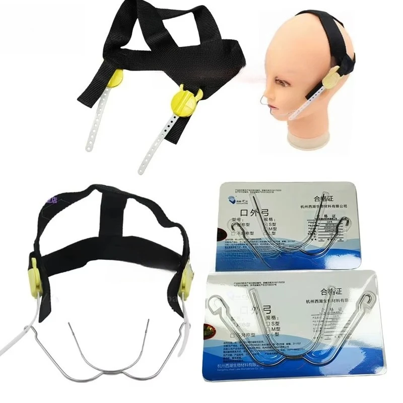 Adjustable Dental High Traction Orthodontic Headgear with Safety Button Face Bow Reverse Pull Dental Face Appliance Headgear