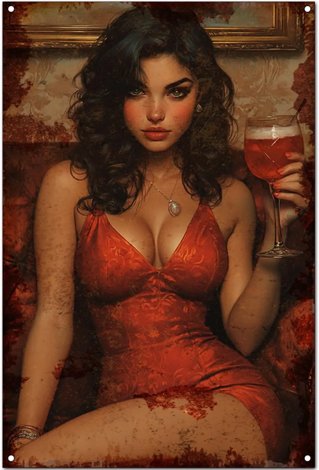 Original Vintage Girls Theme Wall Art Print Poster, Sexy Babes Funny Retro Classic Art Wall Decoration, Tin Signs Artwork For Ro