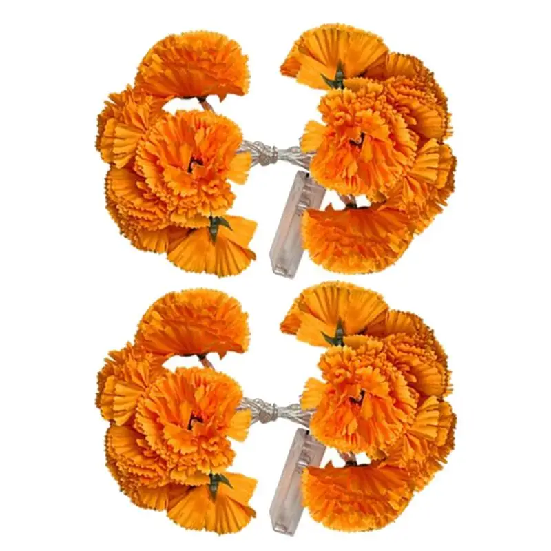 

Marigold Garland String Lights Lighted Marigold LED Flowers Day Of The Dead Decorations Diwali Decorations For Home Battery