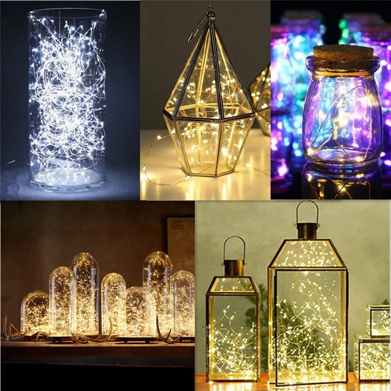 LED Copper Wire String Fairy Lights 1M 2M LED Christmas Garland Waterproof Christmas Decoration for New Year Christmas