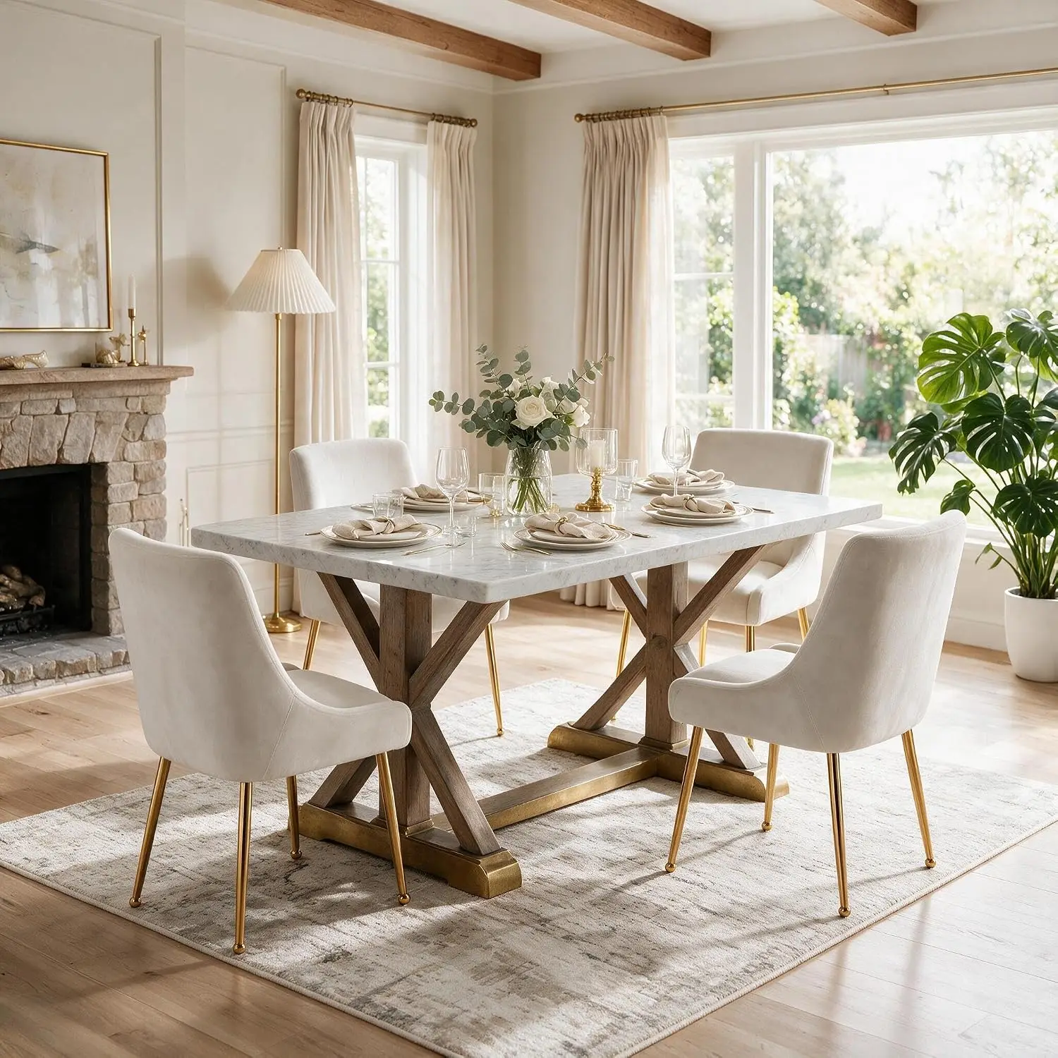 Velvet Dining Chair Set 4, Upholstered Accent Side Chair with Gold Metal Legs for Dining Room Kitchen Restaurant, Customized