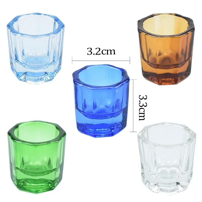 20Pcs Dentistry Mixing Bowls Glass Dish Household Octagonal Cups for Dental Lab Powder Holder Container Tool