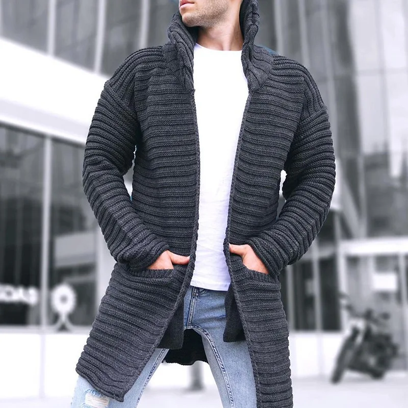 2023 Autumn and Winter New Cardigan Mens Knitted Sweater Solid Color Turtleneck Long-sleeved Coat Sweater Jackets