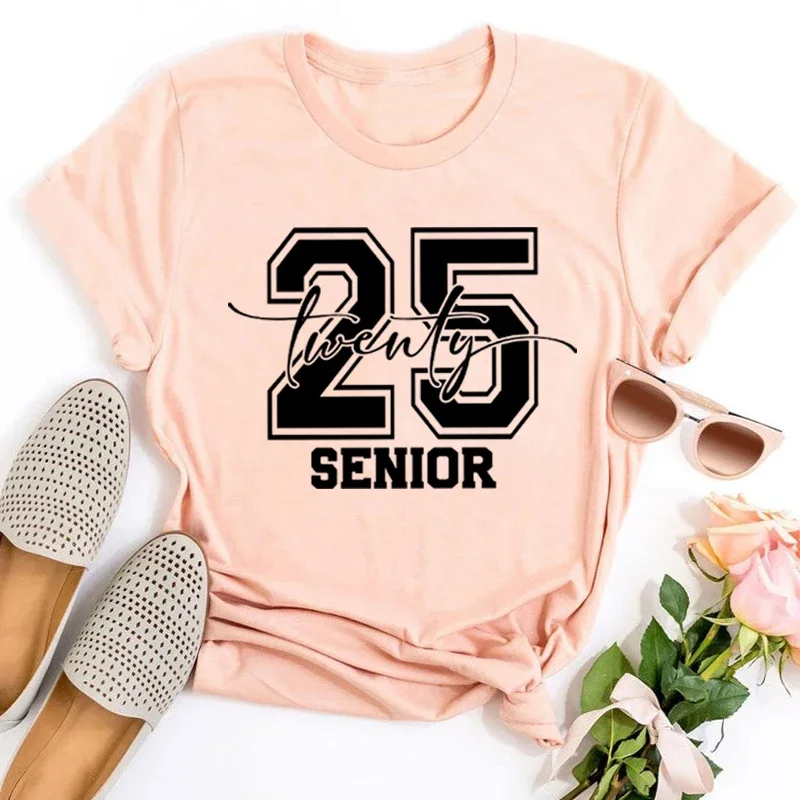 Senior 2025 Graduation Shirt Senior 2025 T-shirts for Women Graduation 2025 Vintage Clothes Aesthetic Top L