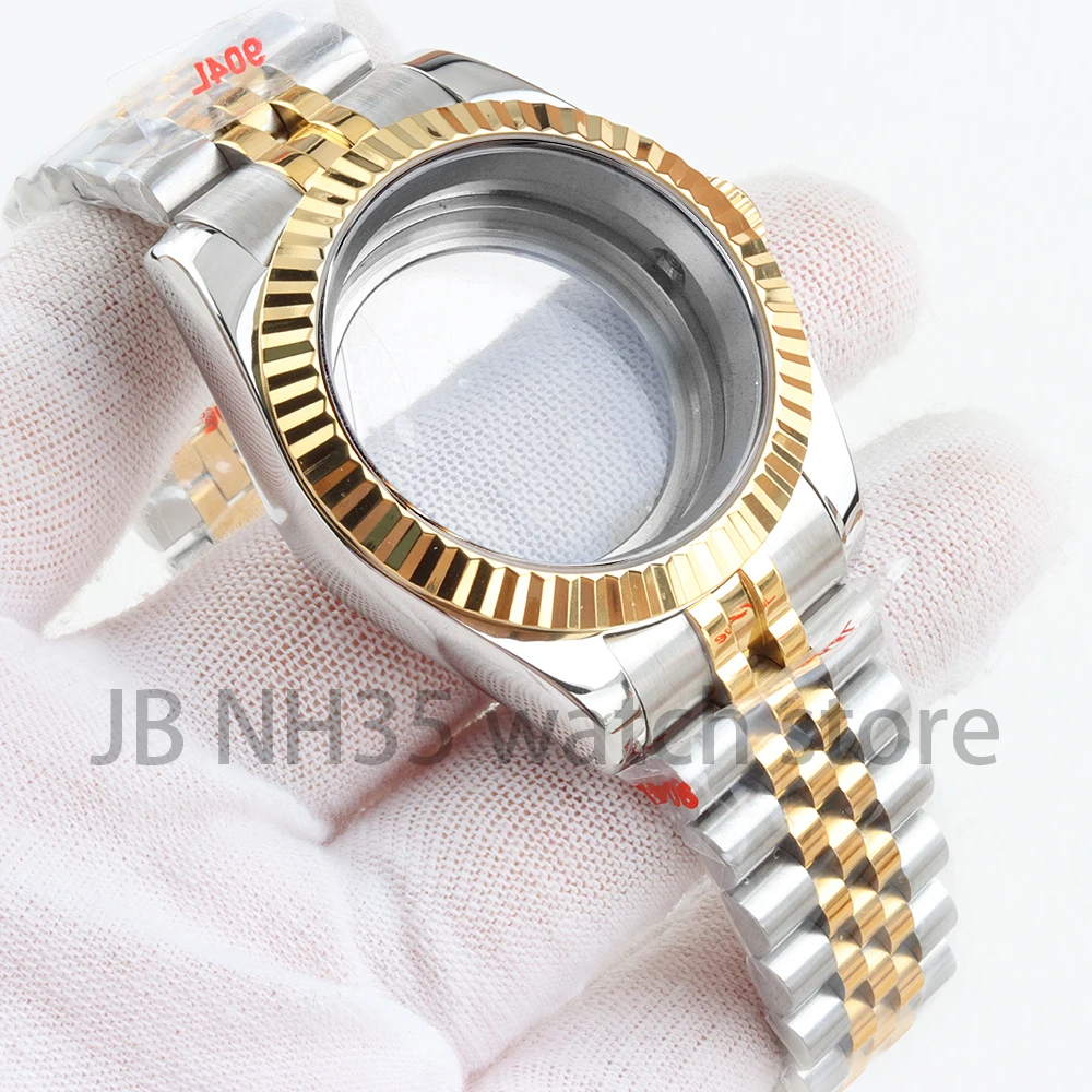 36/39 مللي متر ساعة ذهبية حافظة الياقوت الزجاج صالح Datejust Nh35 Nh36 حركة 28.5 مللي متر الهاتفي اليوبيل/حزام المحار مقاوم للماء ساعة