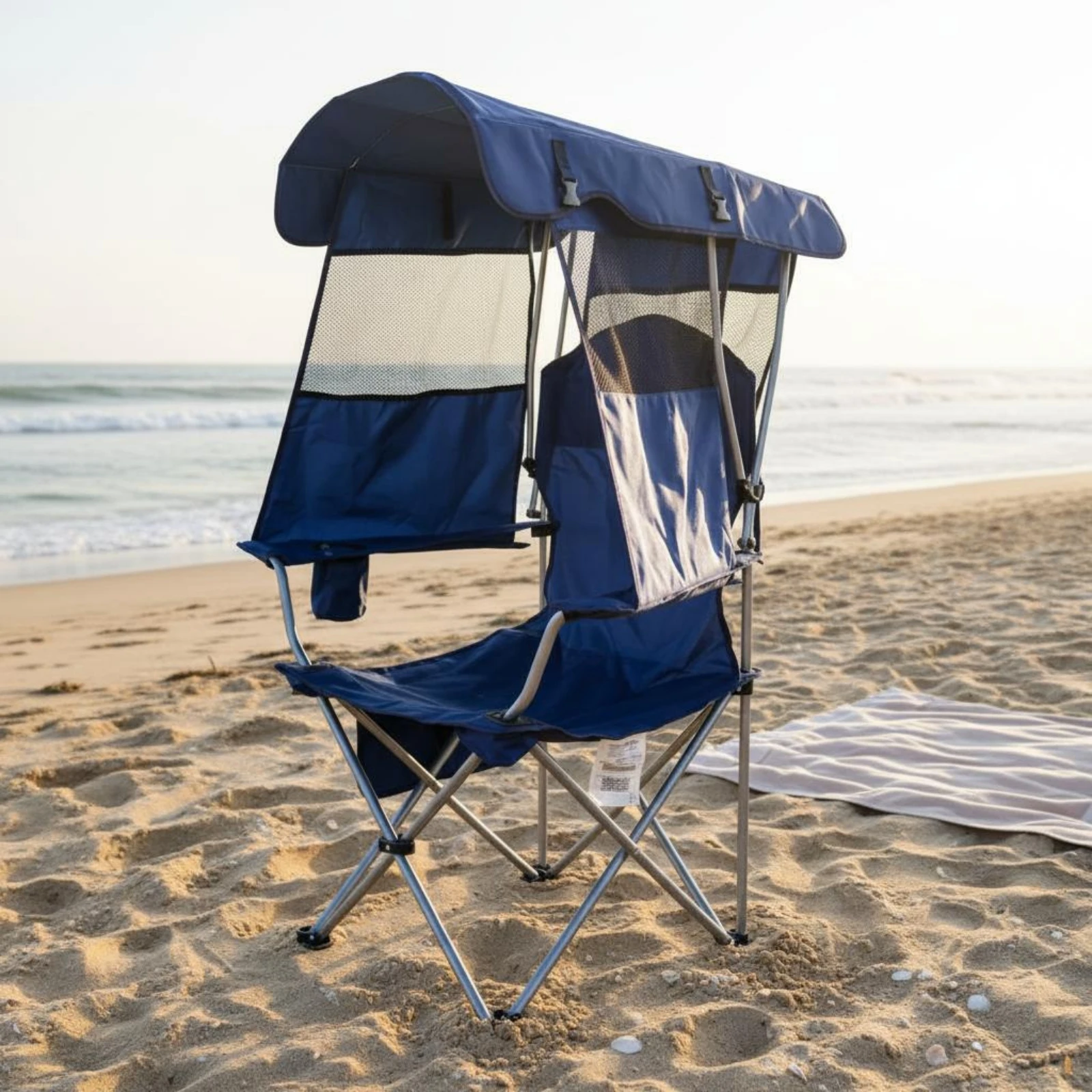 Fishing Chair with Canopy No Assembly Portable Camping Chair Protection Weather Resistant for Anglers