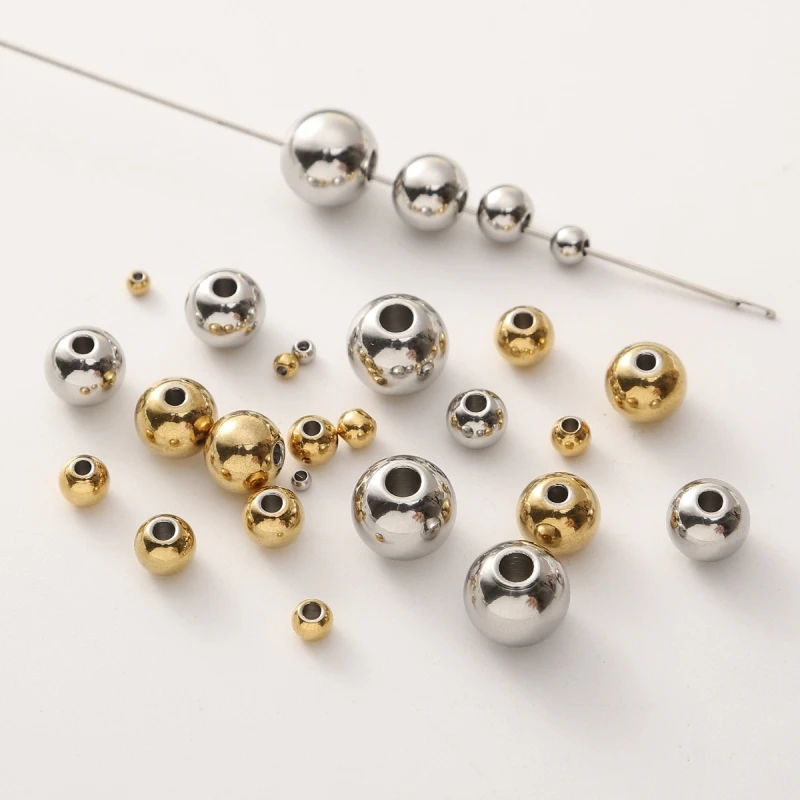 2-8mm Edelstahlperlen, runde lose Abstandsperlen mit Loch für DIY-Bastelarbeiten, Geschenkdekoration, Zubehör für Kleidung. – Detail 6