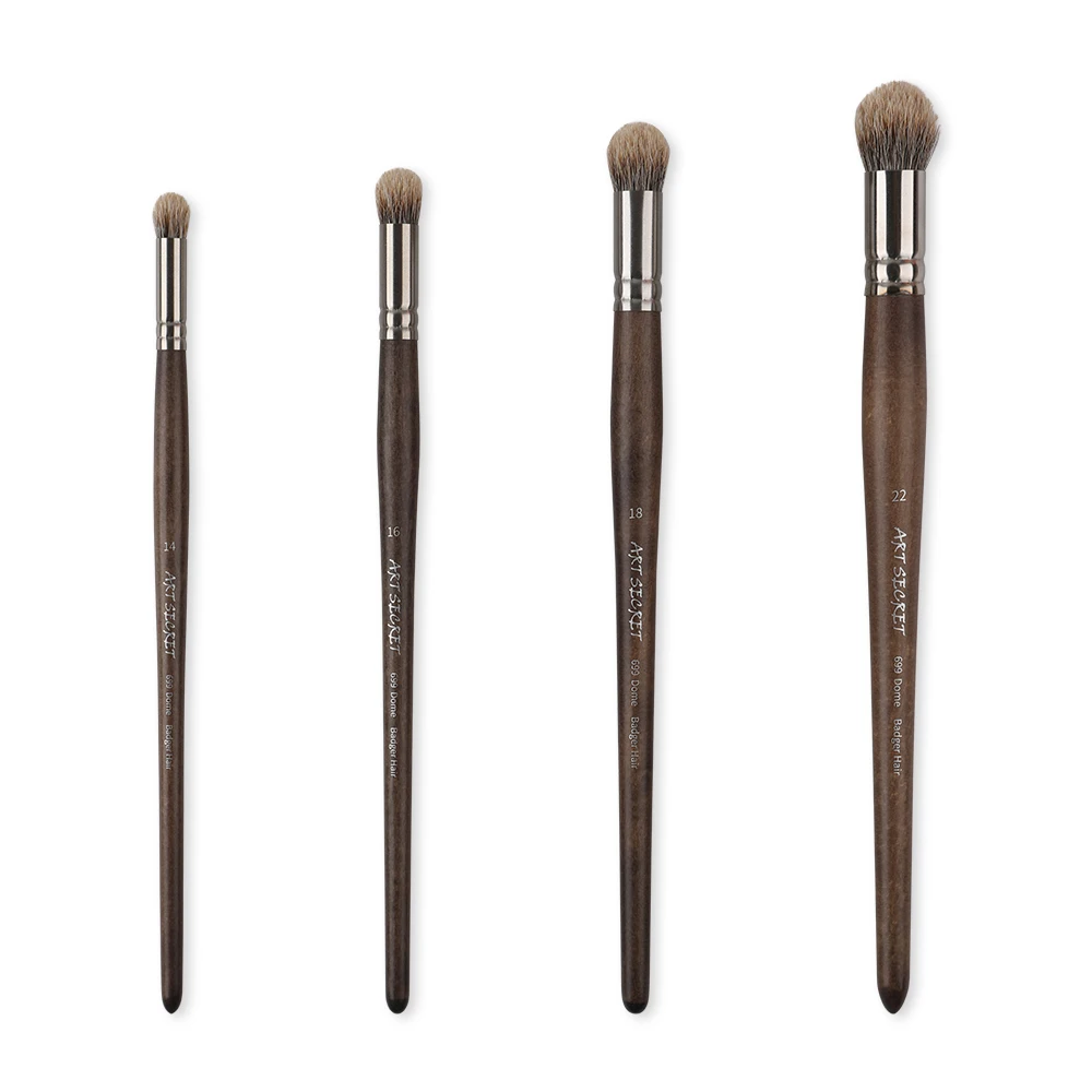 Artsecret #699 dome 4pcs/Set Badger Hair Animal Hair Birch Rod Quaint Style Gouache Painting Pen Artist Oil Painting Brushes