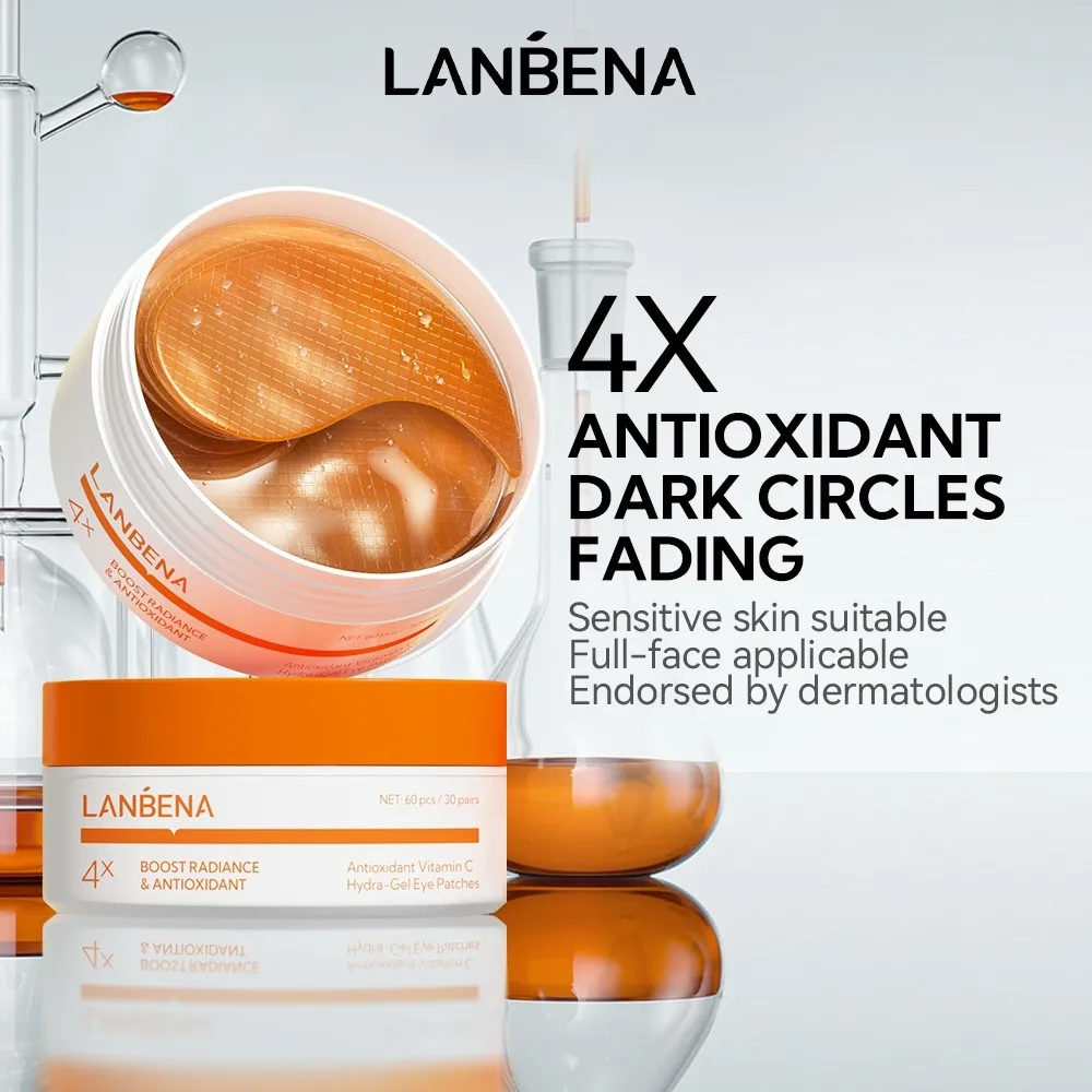 LANBENA Vitamin C Eye Mask For Antioxidant  Dark Circle Eye Bag Remover Anti-Aging Eye Patch 60pcs/30pairs