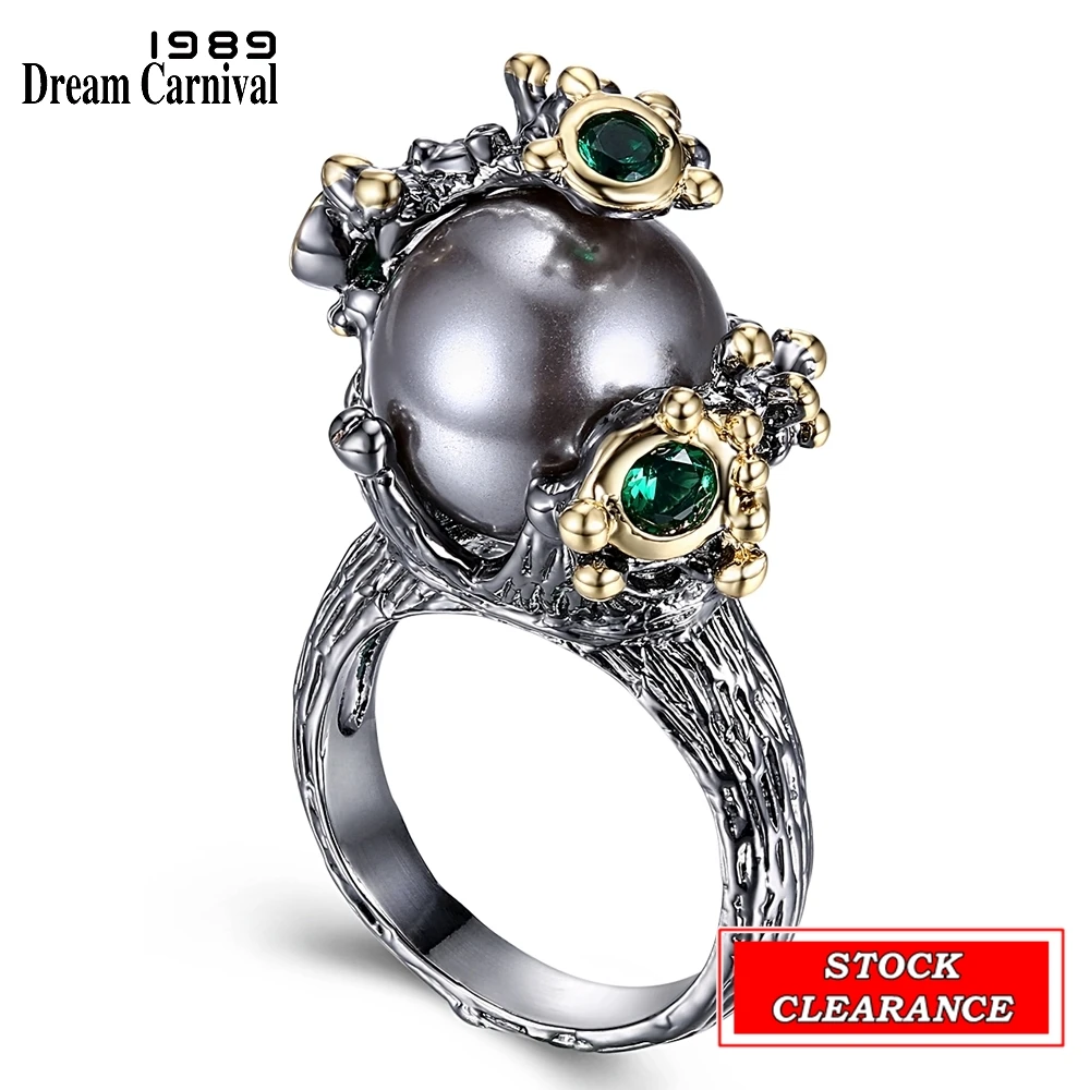 Big Bargain DreamCarnival1989 Women Gothic Pearl Rings Stock Clearance Limited Size Small Quantity Bottom Price Sale Lover Gift