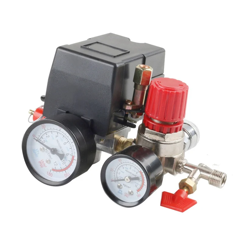 

Air Compressor Pressure Switch Pressure W/Valve Control Regulators Gauge 90-120PSI 4 Port Safety Valve Air