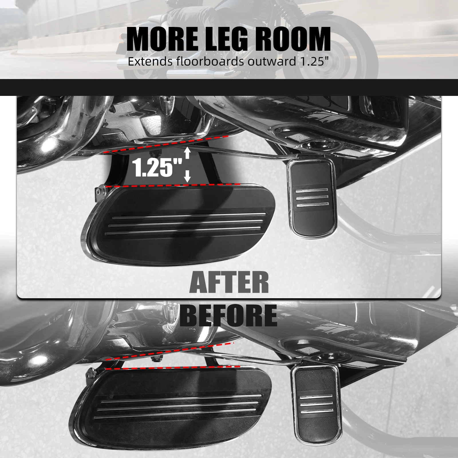 For Harley Street Glide FLHX FLHXS 2009-2024 Driver Floorboard Extenders Kit Road King Classic FLHRC 2009-2020 Road Glide FLTRX