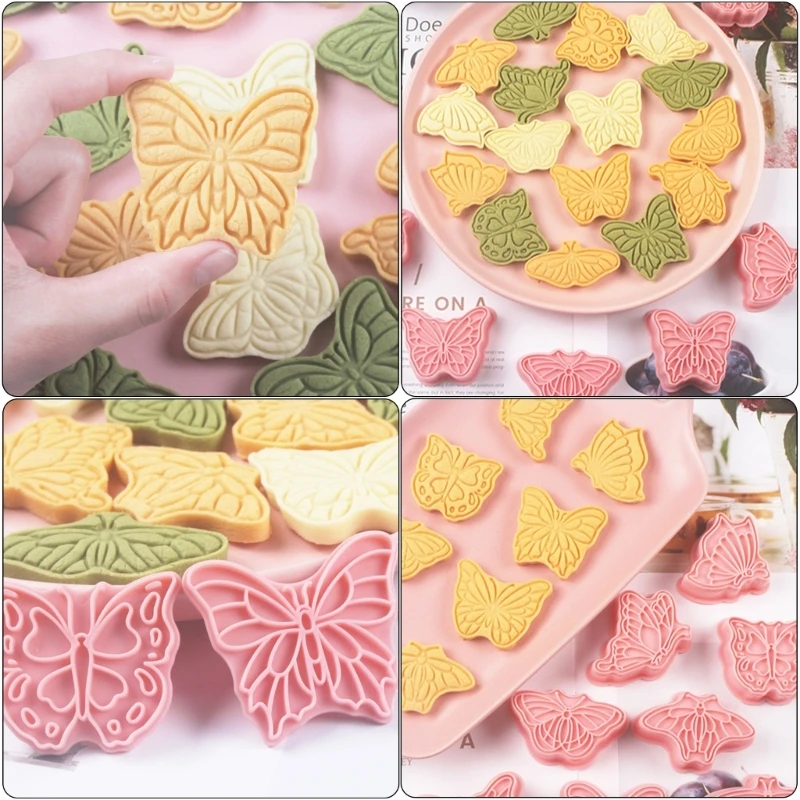 8Pcs Plastics Baking Molds 3D Lovely Butterfly Cookie Mould Cake Decorating Tool DropShipping