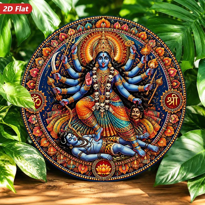 CIFbuy Vintage Indian Goddess Round Aluminum Wall Art Waterproof Wear Resistant For Living Room Bedroom Study Meditation Decor