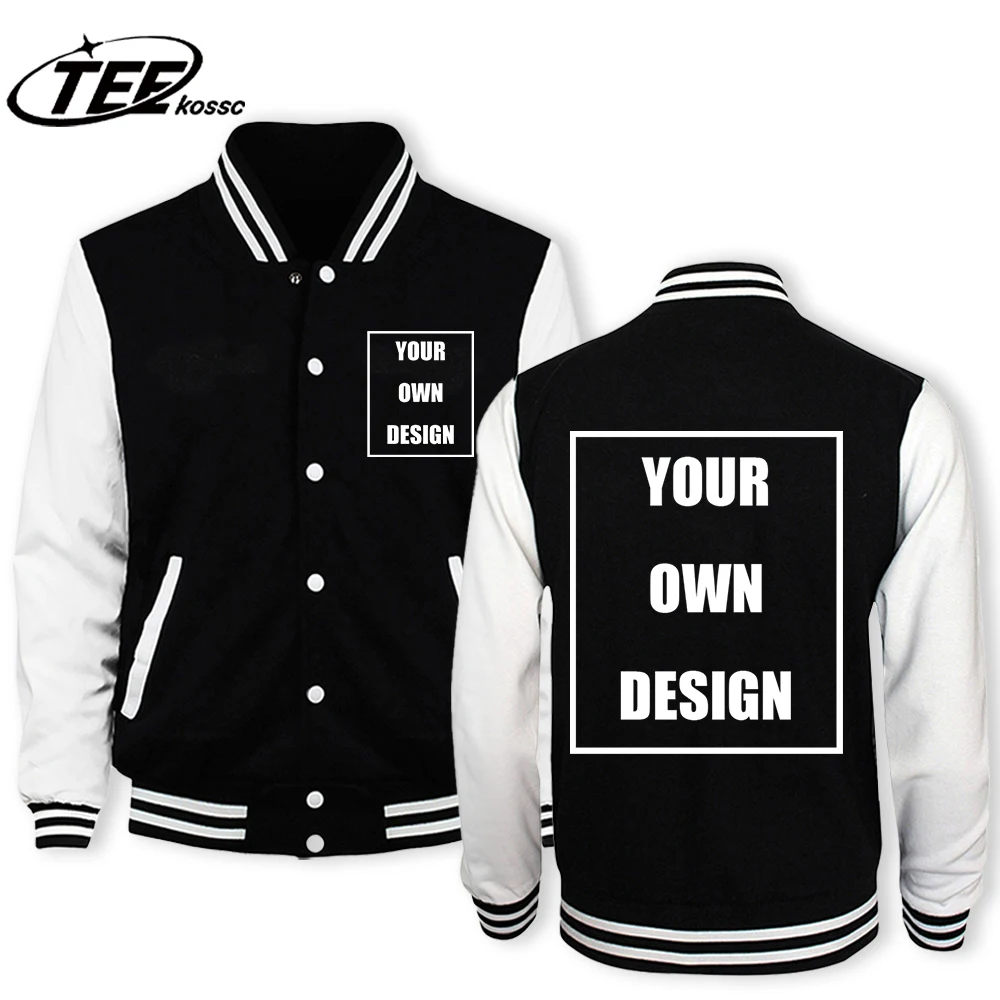 Customized pattern logo DIY Mans Casual  Baseball Uniform Soft Autumn Loose Clothing Fashion Unisex Basics Outdoor Jacket