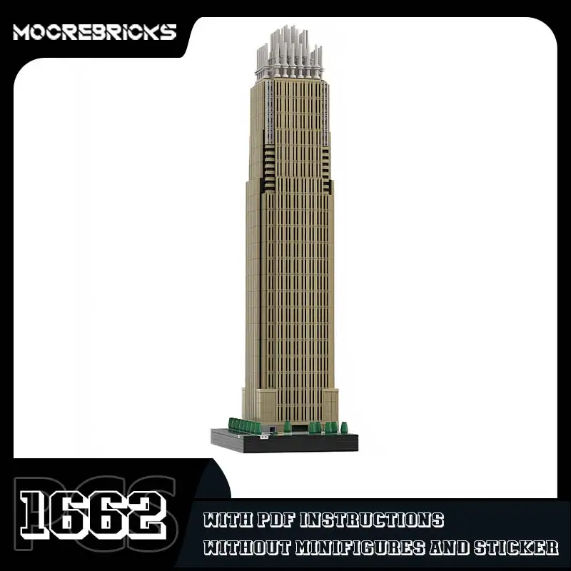 Famous Architecture Bank of America Corporate Center Model DIY Children Educational Assembly Building Blocks Toy Advanced Bricks