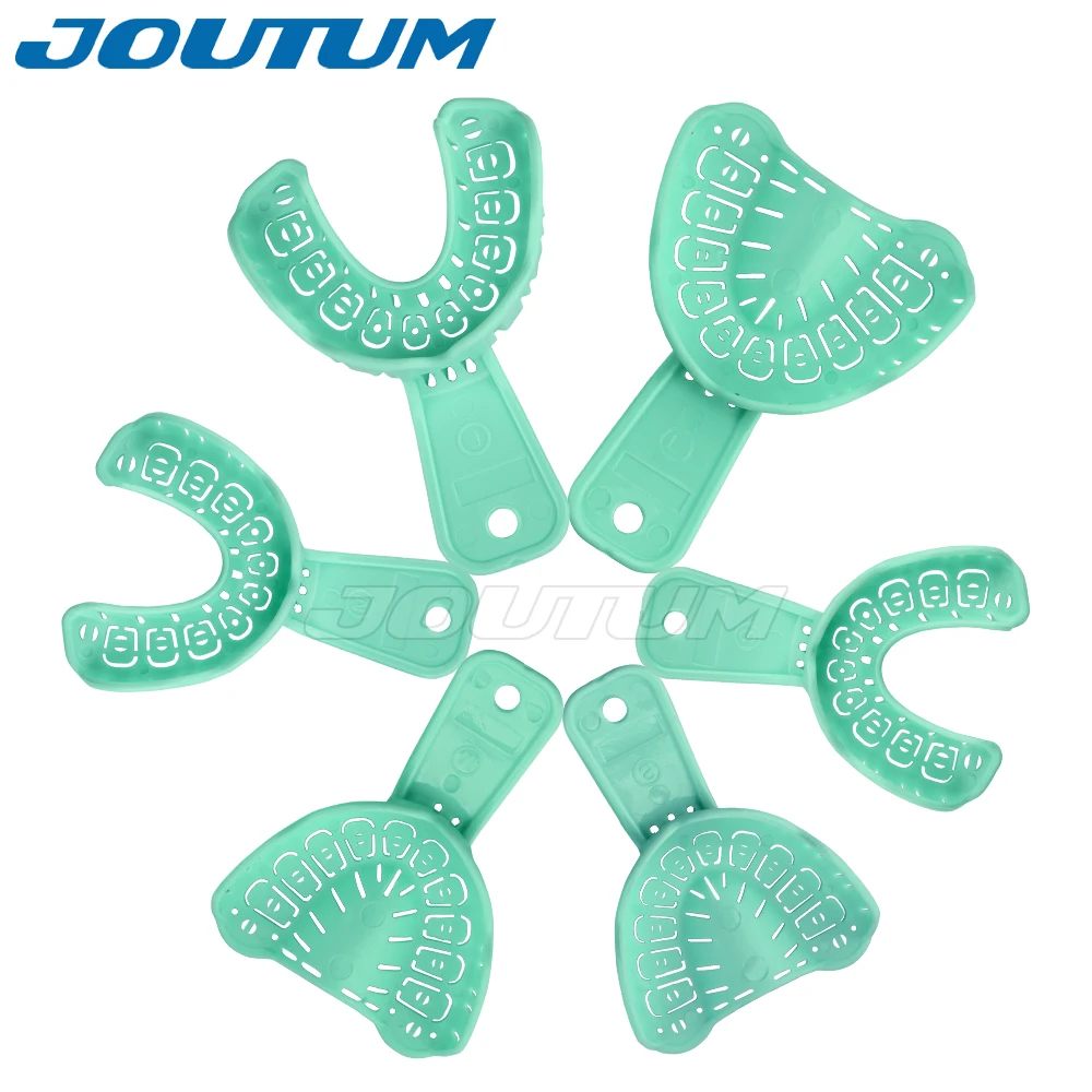 

JOUTUM 6Pcs/Bag Dental Impression Implant Trays Plastic Teeth Holders Easy Fold Baffle Plastic Dentist S/M/L