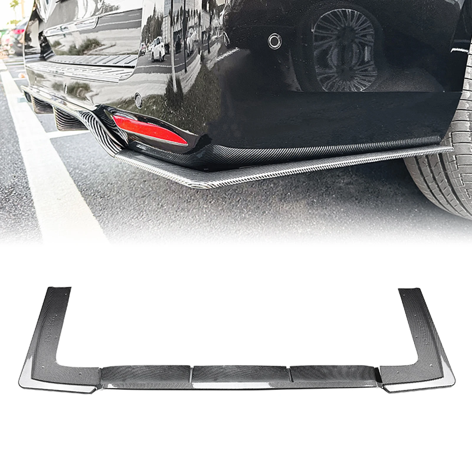 

Rear Bumper Diffuser Lip For Mercedes-Benz V-Class V260 W447 AMG Line 2019-2023 Carbon Fiber Look/Gloss Black Tail Boot Spoiler