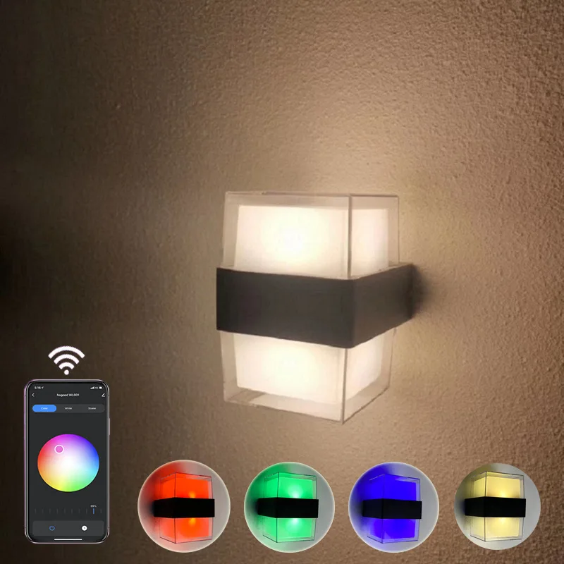 1Pc Tuya APP Control RGB Smart Night Light Dimming Double Head Outdoor Waterproof Wall Light Up and Down LED Atmosphere Lamp