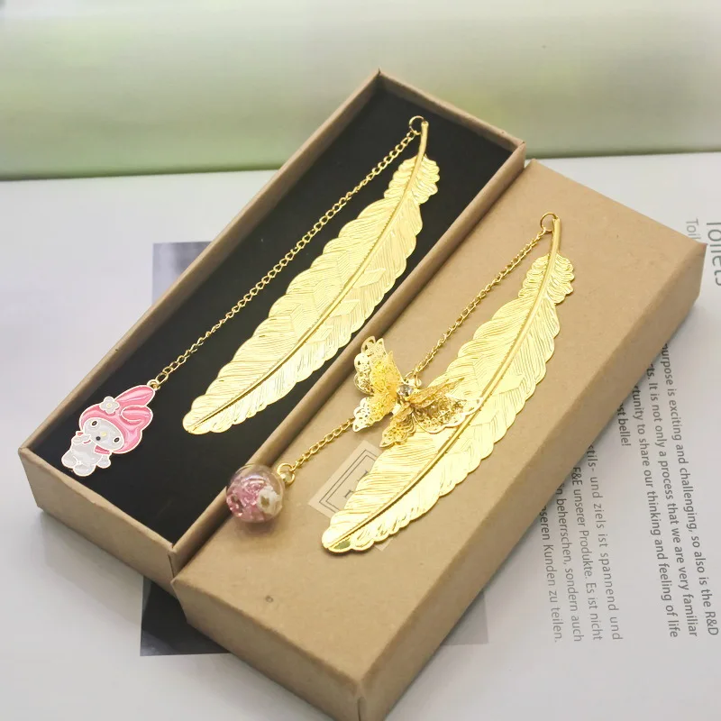 Metal Feather Bookmark Tassel Pendant Aesthetic Stationery Gifts Creative Book Accessories Student Book Pages Reading Marks