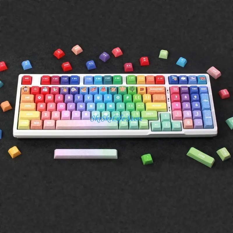 E65E 133 KeyCaps XDA Rainbow Gradiente PBT KeyCap para 61 104 108 Teclado