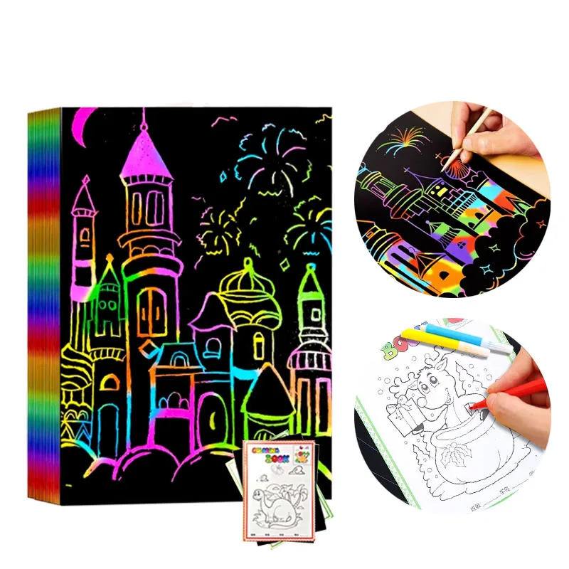 10/20PCS Colorful Scratch Paper 16K Rainbow Multi-function Scratch/Watercolor Painting Art Classroom Painting Teaching Tools TMZ