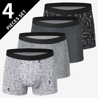 4-piece Set Of Men's Fishbone Lined Underwear Quick Drying Fashionable Comfortable Plus Size Teenage Trendy Flat Corner Pants