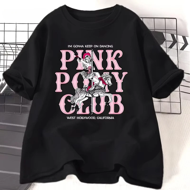 Camiseta Pink Pony Club, camiseta de música country Midwest Princess, camiseta de manga corta Vintage de algodón para mujer, ropa femenina, camisetas, Tops
