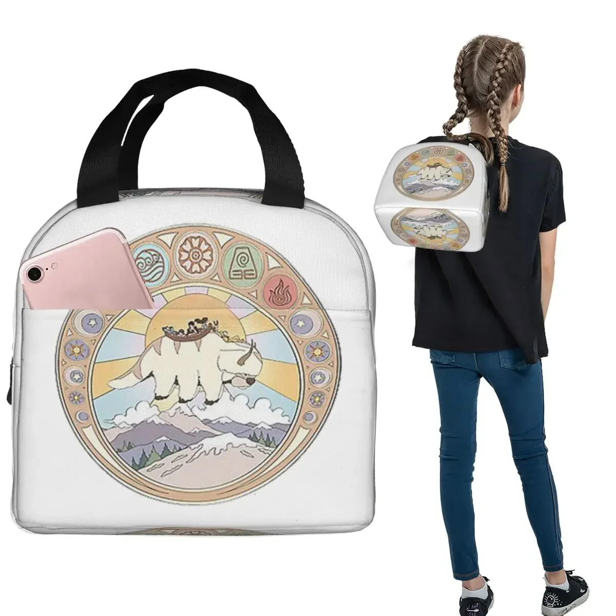 Team Avatar And Elements Design Insulated Lunch Bag for Women Children Portable Food Boxes Thermal Lunch Box Tote