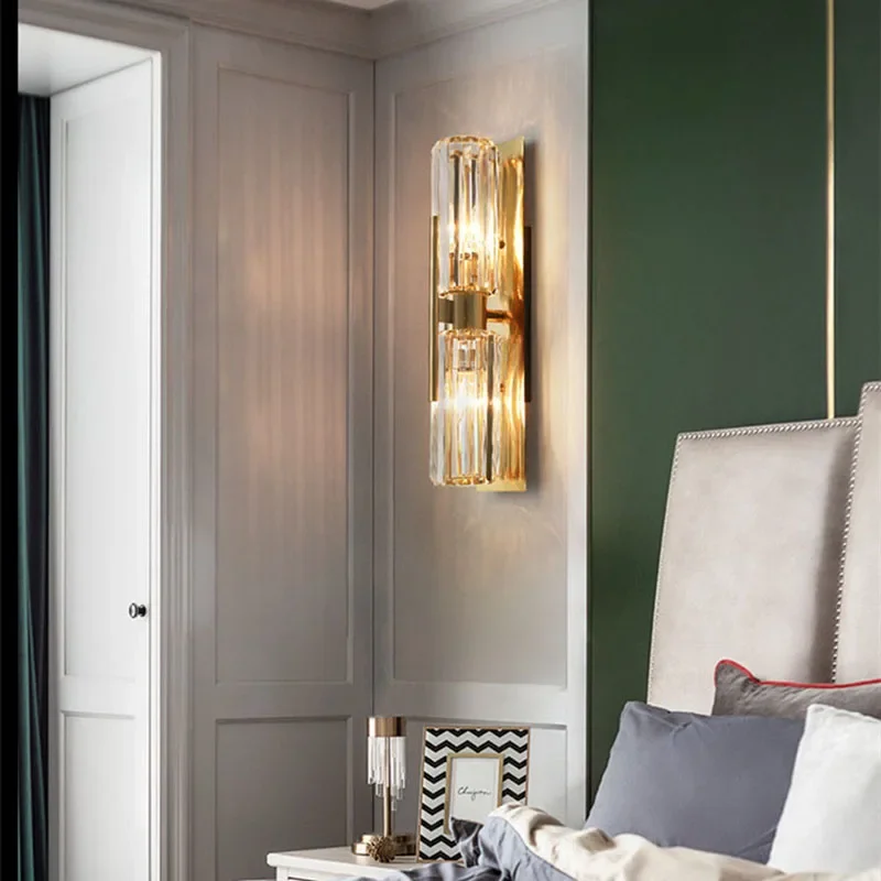 Crystal Luxury Wall Light Living Room Gold Wall Lamp Simple Bedroom Background High-end LED Indoor Lighting Fixtures